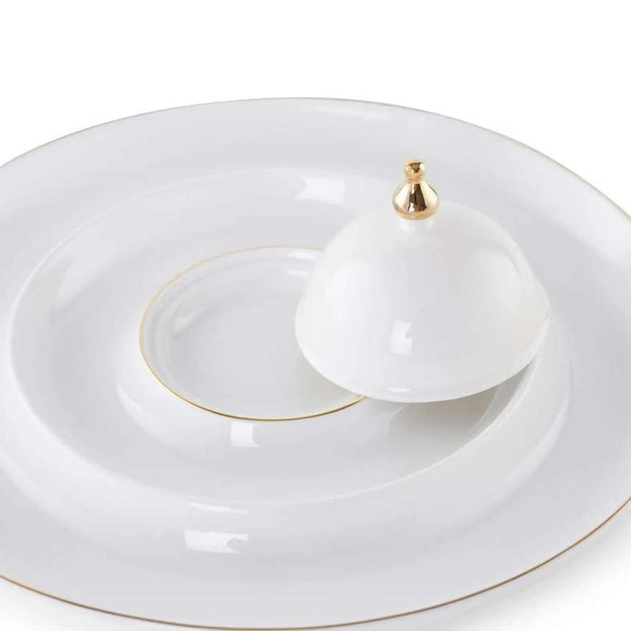 Kenar Serving Set With Gold Rim Dia30Cm - White