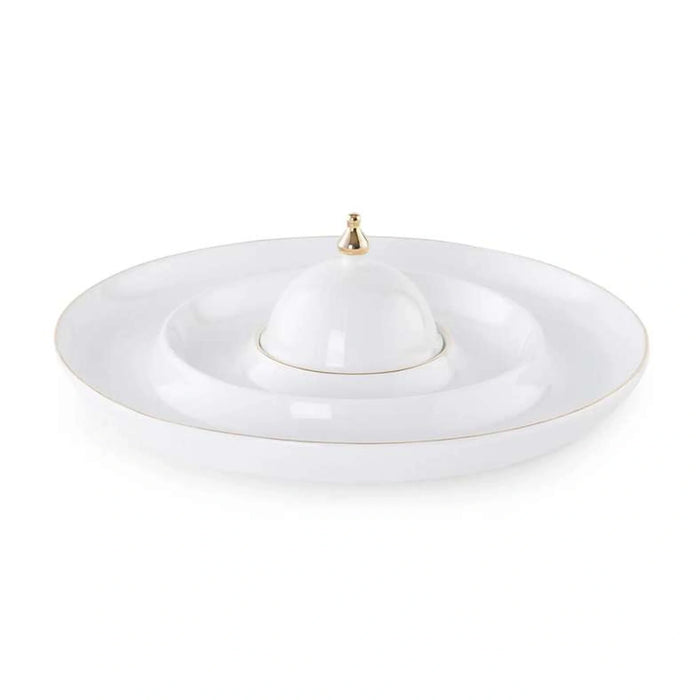 Kenar Serving Set With Gold Rim Dia30Cm - White