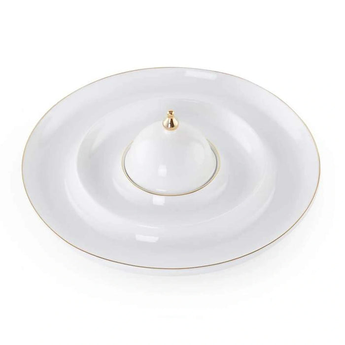 Kenar Serving Set With Gold Rim Dia30Cm - White