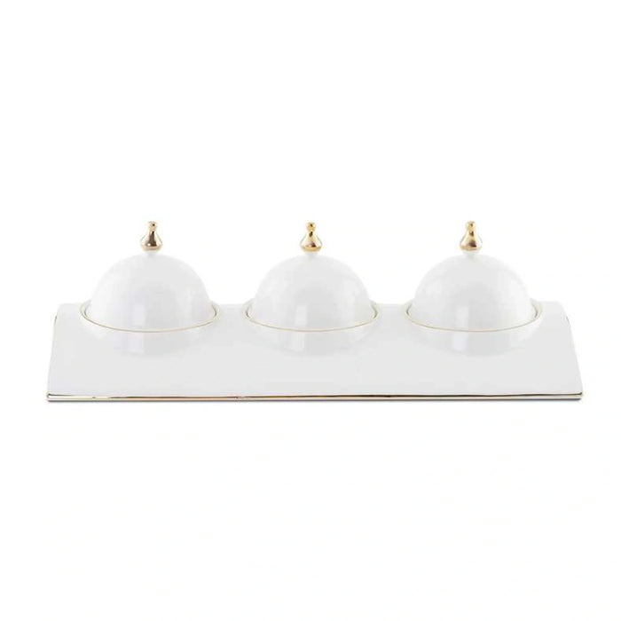 Kenar Serving Set With Gold Rim Dia36.3Cm - White