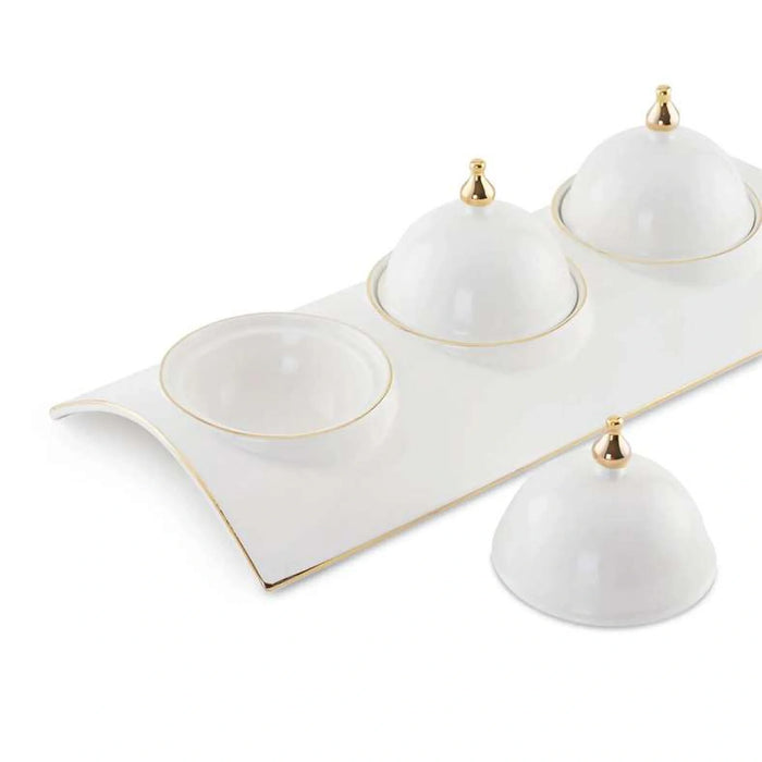 Kenar Serving Set With Gold Rim Dia36.3Cm - White