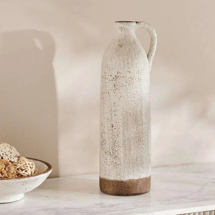 Kenly Terracotta Vase  With Handle 15X15X50Cm - White