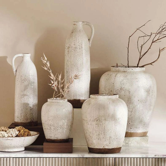 Kenly Terracotta Vase  With Handle 15X15X50Cm - White