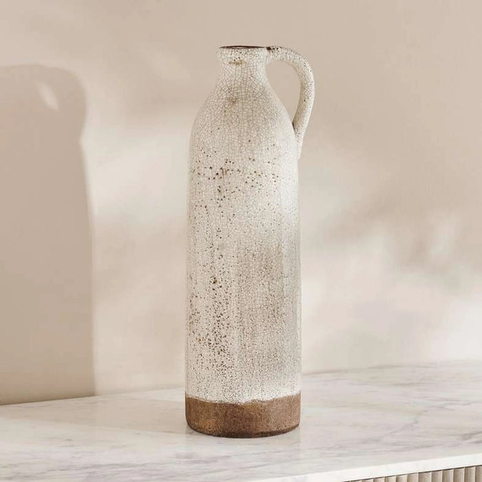 Kenly Terracotta Vase  With Handle 15X15X50Cm - White