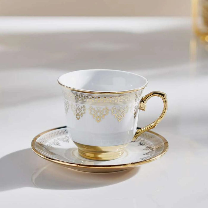 Kenzi 14-Piece Tea Set - Cup 220Ml + Pot 950Ml -White & Gold