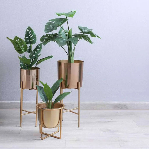 Kerby Metal Planter Gold D15X46Cm Pan Home