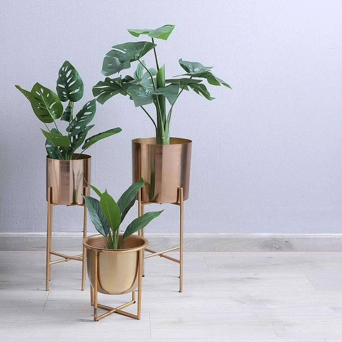 Kerby Metal Planter Gold D15X46Cm Pan Home