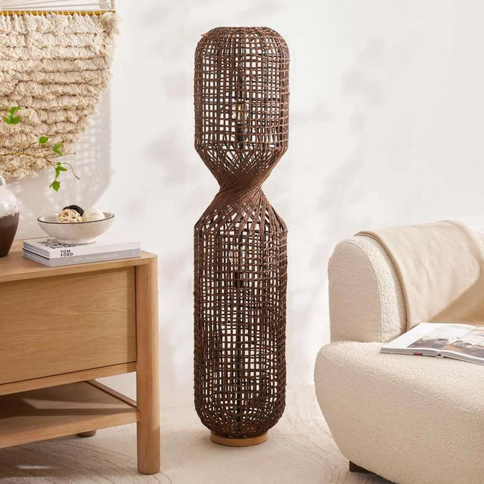 Khaleya 2-Lights E-27 Floor Lamp Dia 30X135Cm - Brown