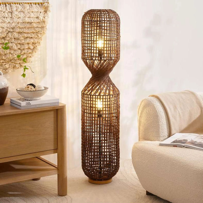Khaleya 2-Lights E-27 Floor Lamp Dia 30X135Cm - Brown