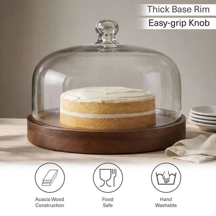 Kiara Acacia Cake Dome Dia25.4X18.4Cm -Walnut Pan Home