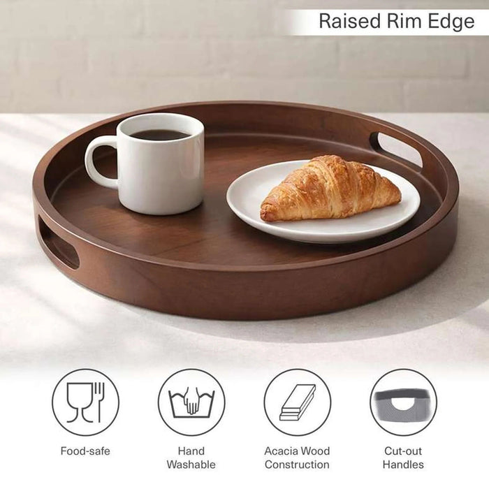 Kiara Acacia Serving Tray Dia45.7X5.1Cm -Walnut Pan Home