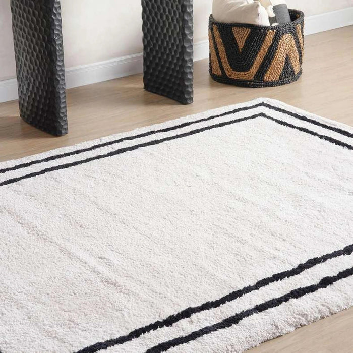Kingslane Modern Tufted Velvet Touch Rug 160X230Cm - Ivory Black Pan Home