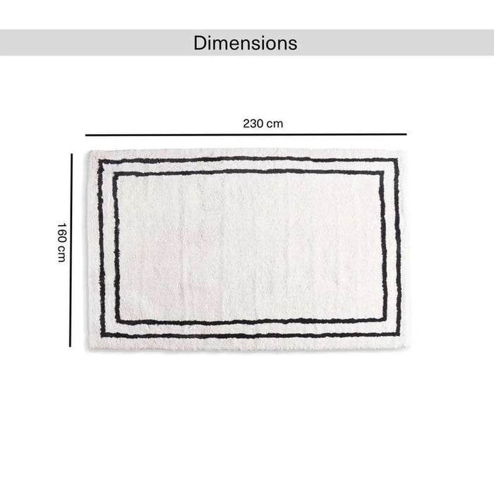 Kingslane Modern Tufted Velvet Touch Rug 160X230Cm - Ivory Black Pan Home