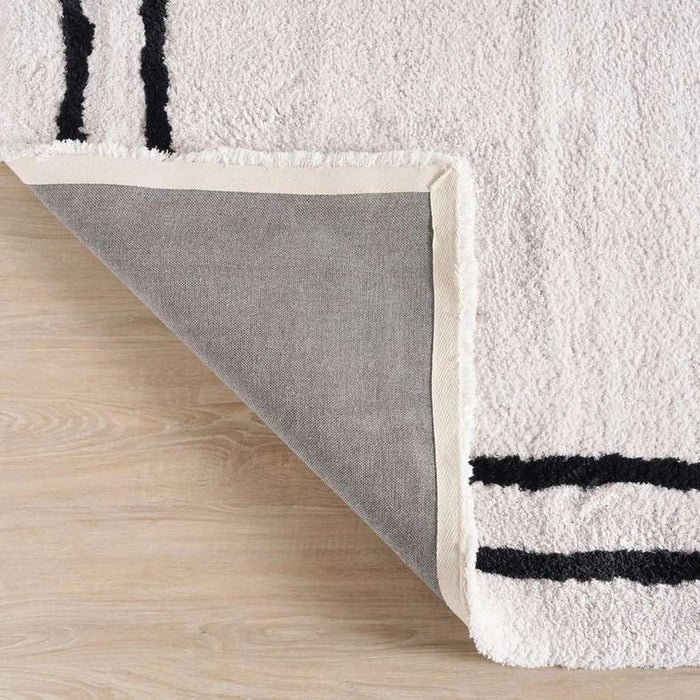Kingslane Modern Tufted Velvet Touch Rug 200X290Cm - Ivory Black Pan Home
