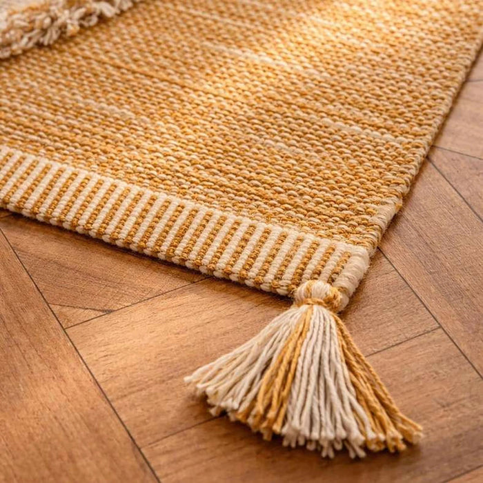 Kinley Cotton Dhurrie With Tassel 60X90Cm - Mustard Pan Home