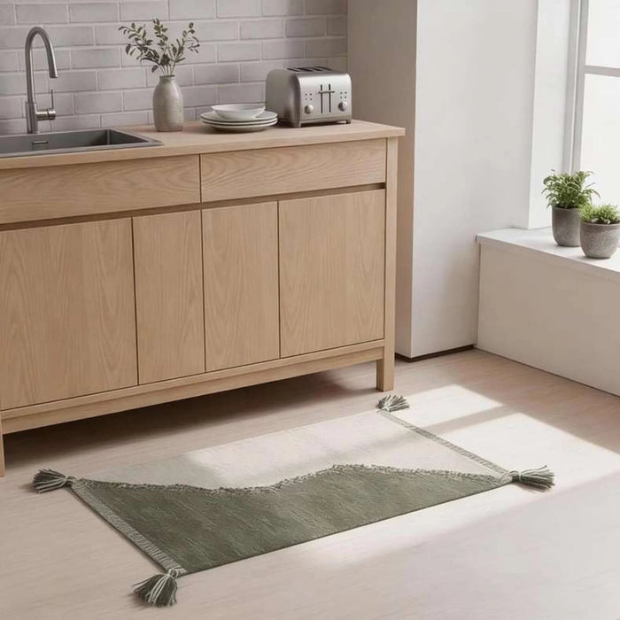 Kinley Cotton Dhurrie With Tassel 60X90Cm - Olive Green Pan Home