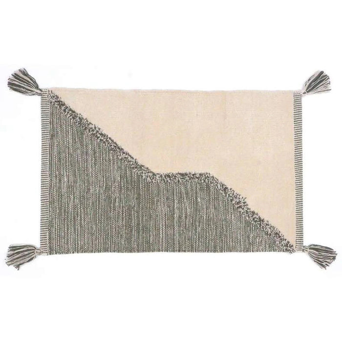 Kinley Cotton Dhurrie With Tassel 60X90Cm - Olive Green Pan Home