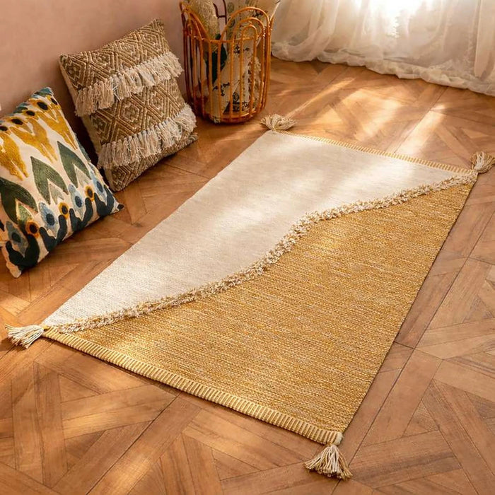 Kinley Cotton Dhurrie With Tassel 90X150Cm - Mustard Pan Home