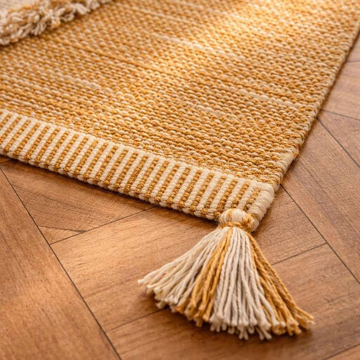 Kinley Cotton Dhurrie With Tassel 90X150Cm - Mustard Pan Home