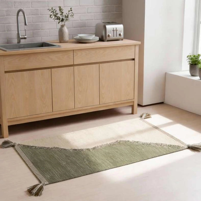 Kinley Cotton Dhurrie With Tassel 90X150Cm - Olive Green Pan Home