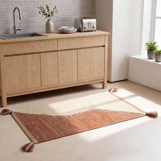 Kinley Cotton Dhurrie With Tassel 90X150Cm - Terra Orange Pan Home
