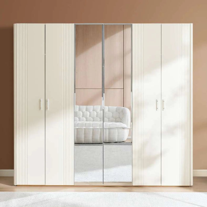 Kirby 6 Door Wardrobe With Mirror - Beige