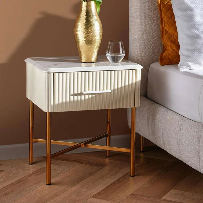 Kirby Nightstand With 1 Drawer - Beige