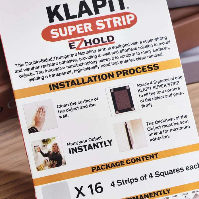 Klapit 16-Piece Super Strip Ez Hold Set - Transparent