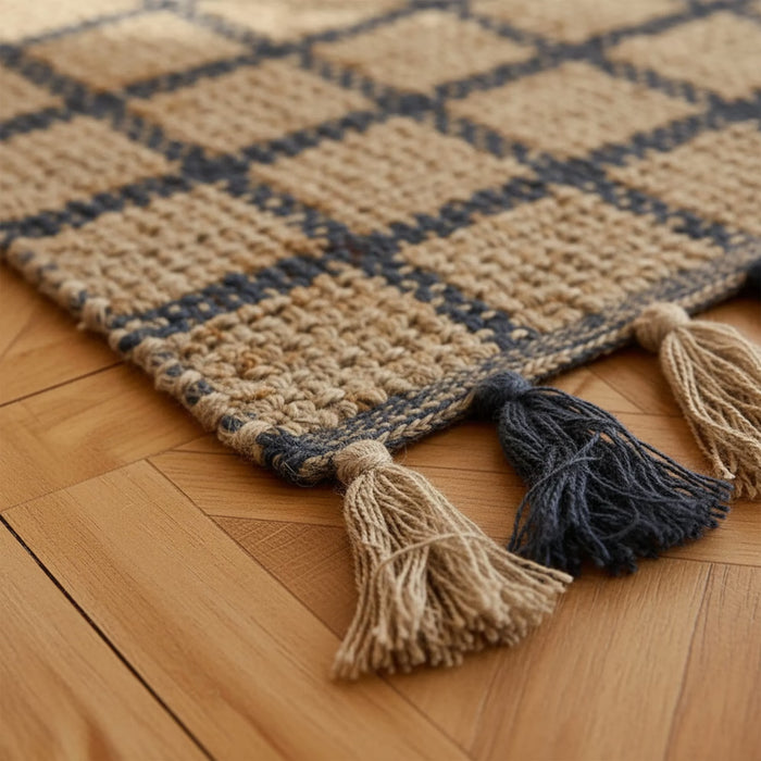 Knotra Handwoven Jute & Cotton Dhurrie 90X150Cm - Natural