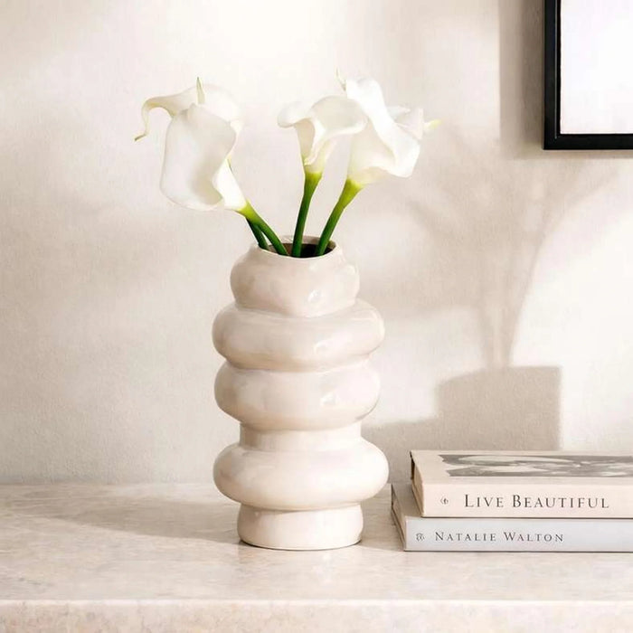 Koe Ceramic Stacked Decor Vase 11.5X11X19.8Cm - Beige