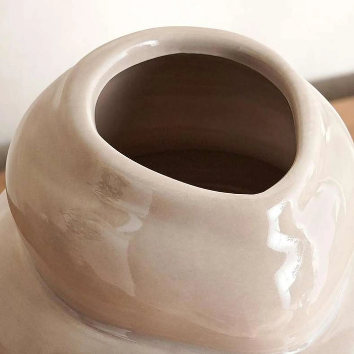 Koe Ceramic Stacked Decor Vase 11.5X11X19.8Cm - Beige