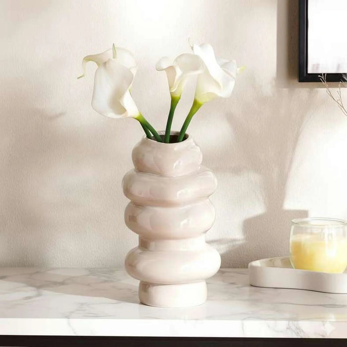 Koe Ceramic Stacked Decor Vase 13.8X13.8X26.4Cm - Beige