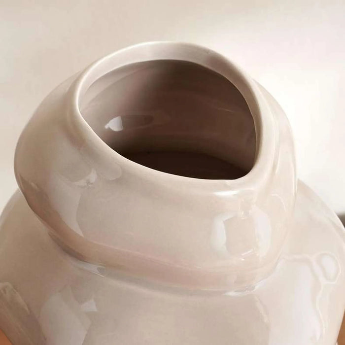 Koe Ceramic Stacked Decor Vase 13.8X13.8X26.4Cm - Beige