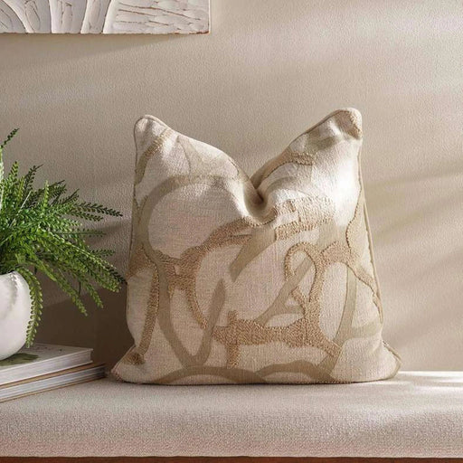 Kos Emboroidered Down Alternative Filled Cushion 50X50Cm - Beige Pan Home
