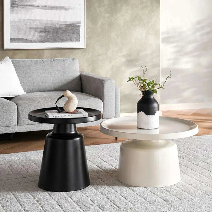 Koto Set Of 2 Coffee Table Black & White Pan Home