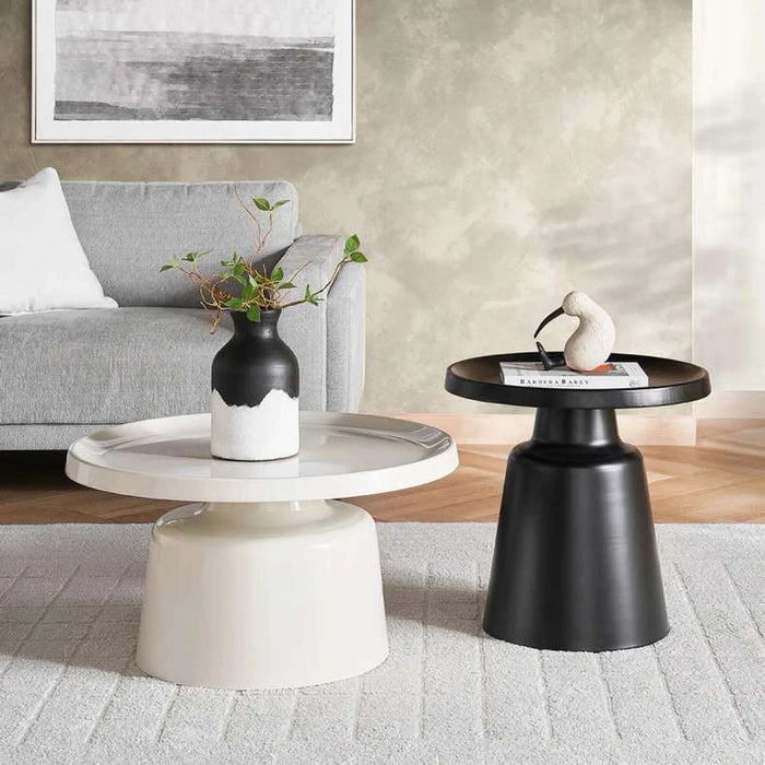 Koto Set Of 2 Coffee Table Black & White Pan Home