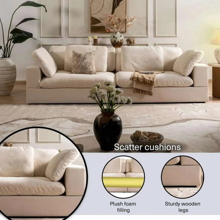 Kramen 4 Seater Sofa- Beige