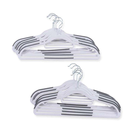 Kruje 10-Piece Non-Slip Plastic Clothes Hanger - White Pan Home