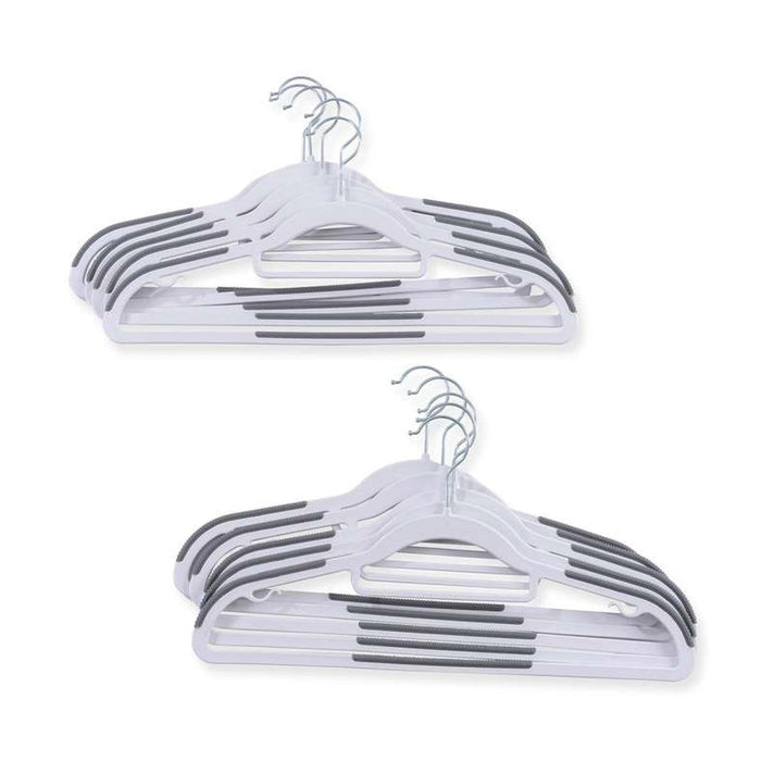 Kruje 10-Piece Non-Slip Plastic Clothes Hanger - White Pan Home