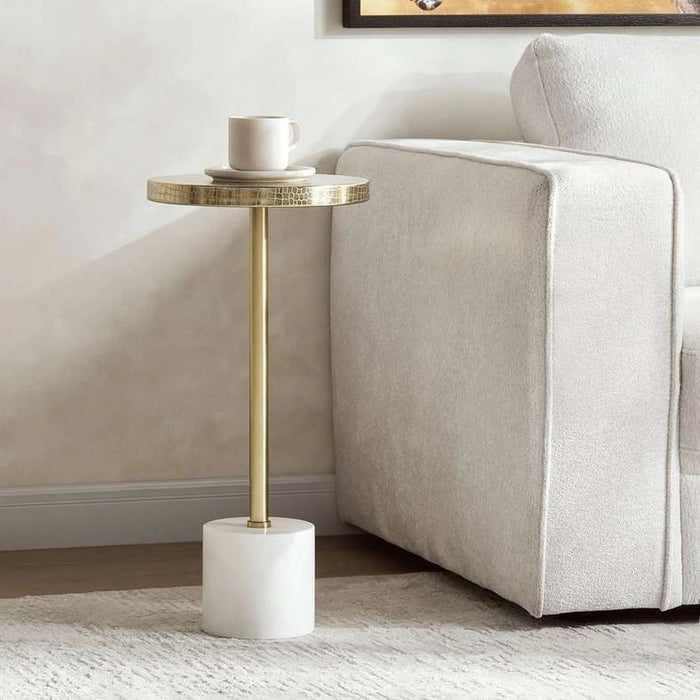 Kumi Drink Table Marble - White & Gold