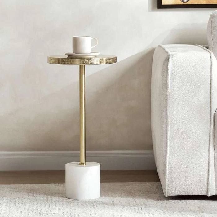 Kumi Drink Table Marble - White & Gold