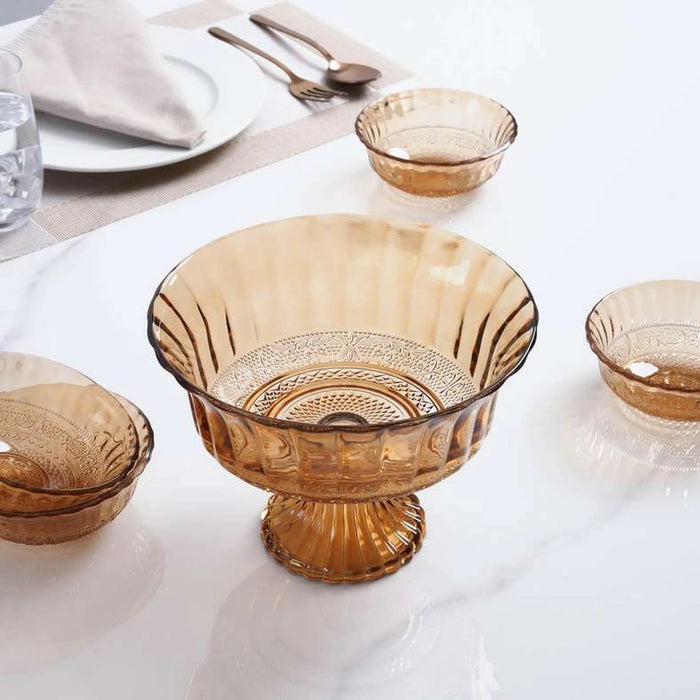 Laguna 5-Piece Glass Serving Bowl - Brown