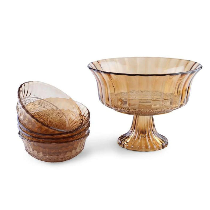 Laguna 5-Piece Glass Serving Bowl - Brown