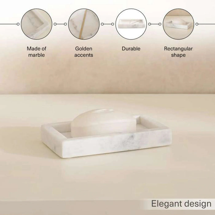 Laila Marble Soap Dish 15.25X8.90Cm - White Pan Home