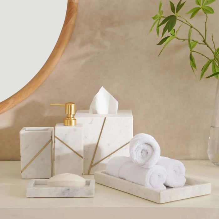 Laila Marble Tissue Box Cover 15.25X15.25X15.25Cm - White