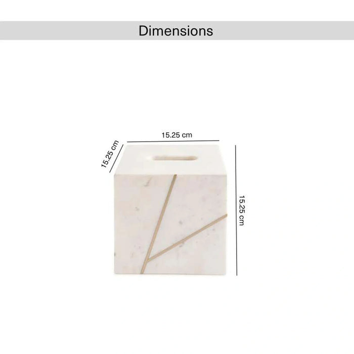 Laila Marble Tissue Box Cover 15.25X15.25X15.25Cm - White