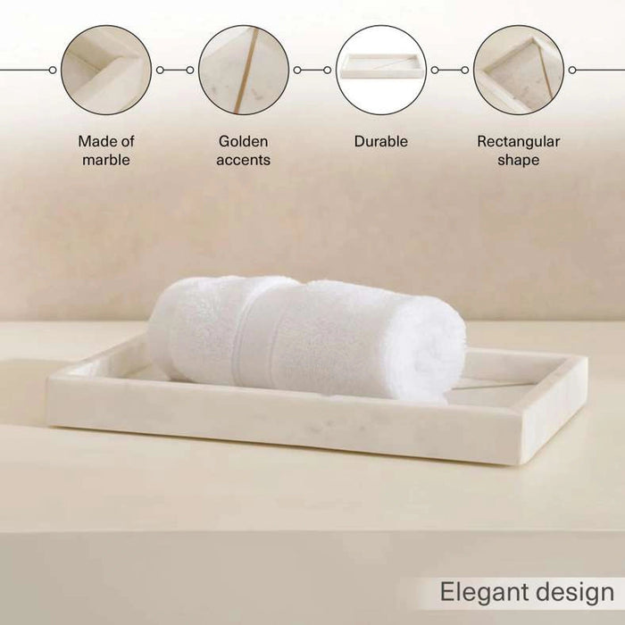 Laila Marble Towel Tray - White Pan Home