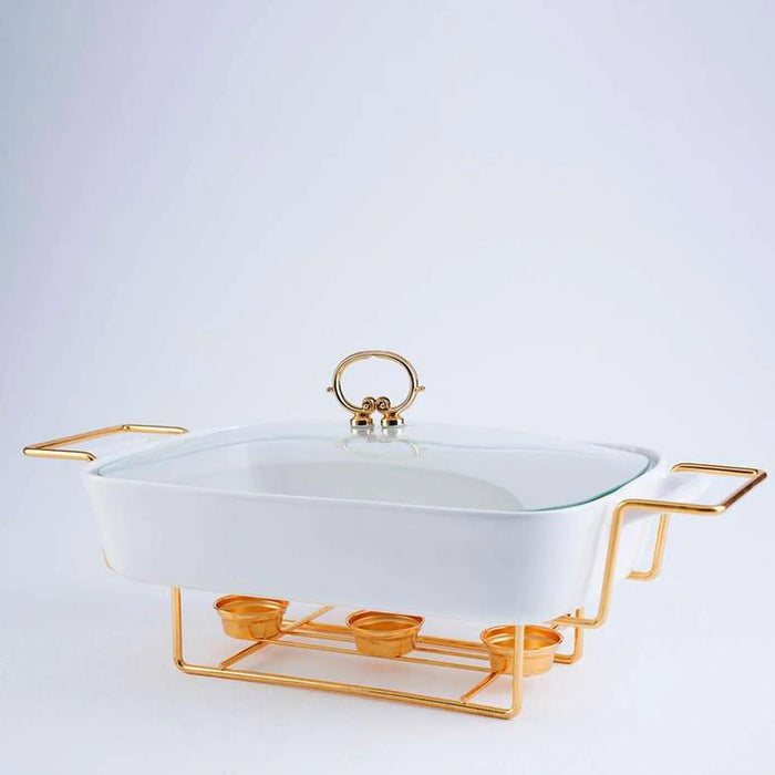Lailak Rectangular Food Warmer 3.6L White Gold