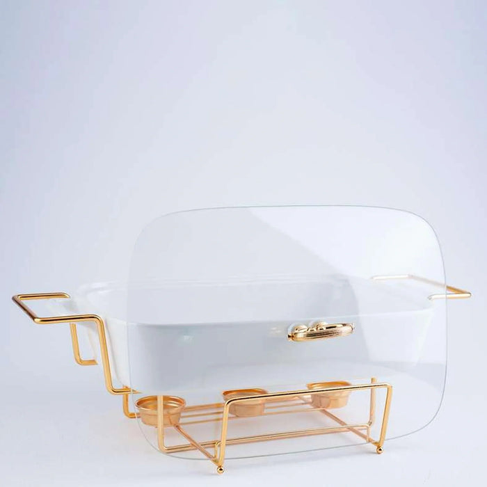 Lailak Rectangular Food Warmer 3.6L White Gold