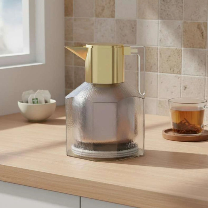 Lamia Vacuum Flask 1L -Gold & Clear